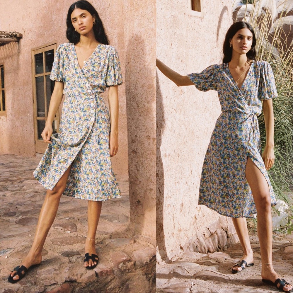 NEW Faithfull The Brand Marta Midi Dress Floral XS
